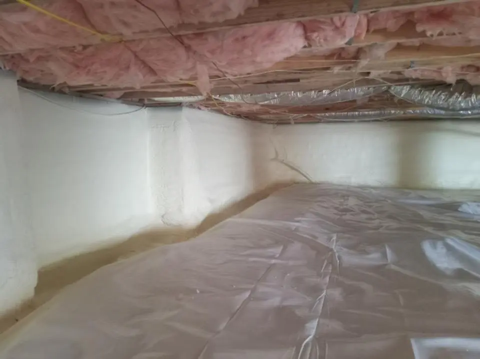 Crawl space encapsulation with closed-cell spray foam for Roof Leak Repair in Rancho Cucamonga